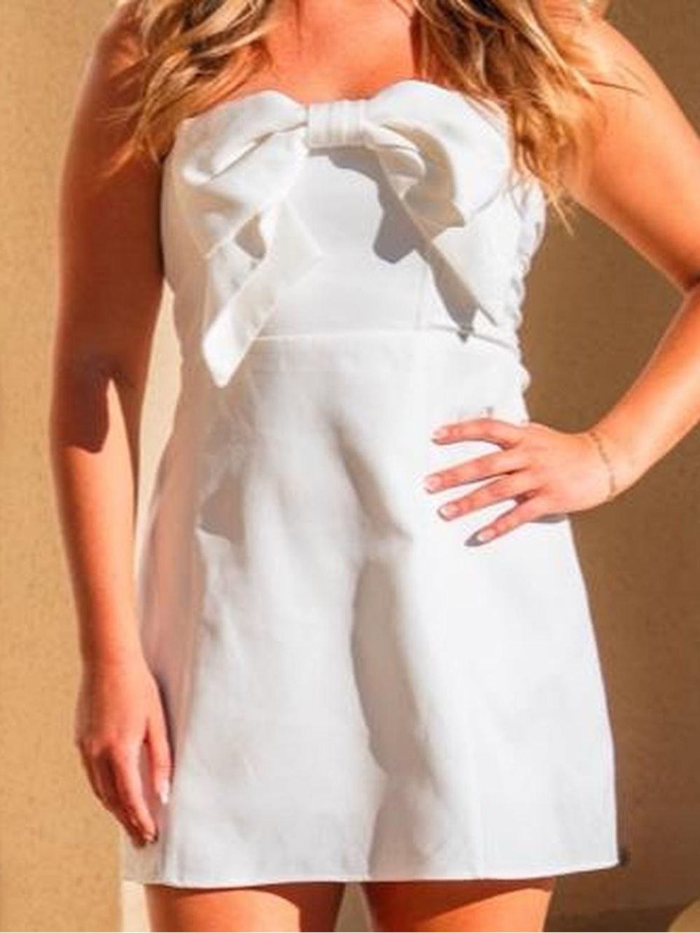 White Bow Mini Dress